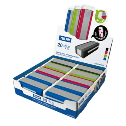 Milan Nata 320 Espositore con 20 gomme da cancellare - Colori assortiti