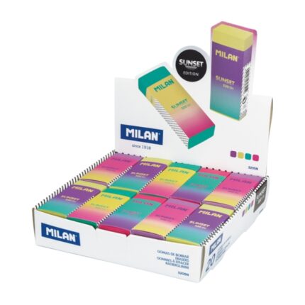 Milan Nata 320 Sunset Espositore con 20 gomme da cancellare - Colori assortiti
