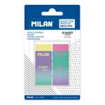 Milan Nata 320 Sunset Confezione da 2 gomme da cancellare - Non abrasiva - Colori assortiti