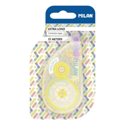 Milan New Look Nastro correttore extra-lungo - Confezione in blister - 5 mm x 15 m - Colore giallo