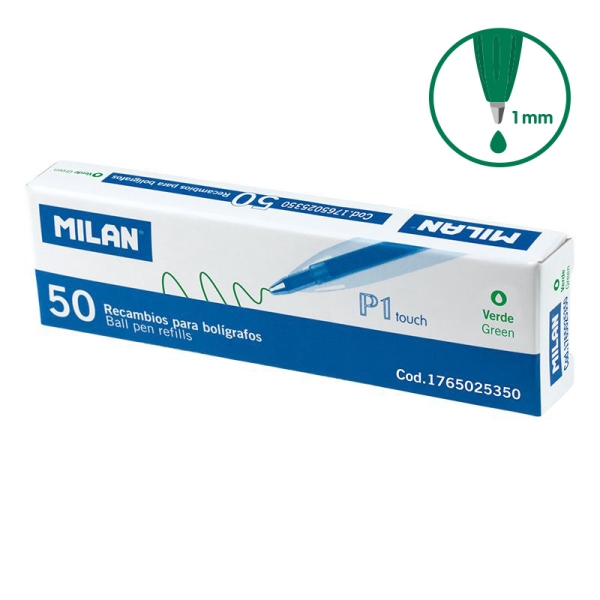 Milan P1 Touch Confezione da 50 ricariche - Punta da 1 mm - Colore verde
