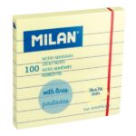 Milan Confezione da 100 foglietti adesivi - A righe - 76x76 mm - Colore giallo
