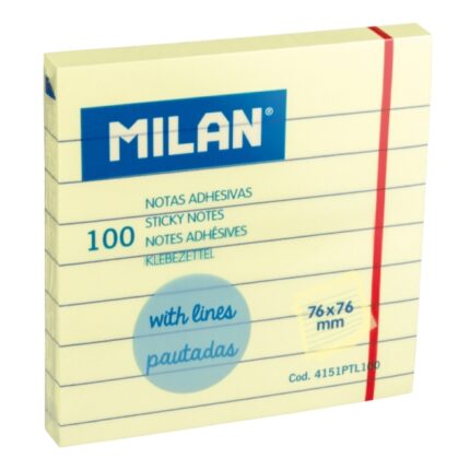 Milan Confezione da 100 foglietti adesivi - A righe - 76x76 mm - Colore giallo