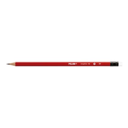 Milan Matite di grafite HB - con gomma - Esagonali - Colore rosso