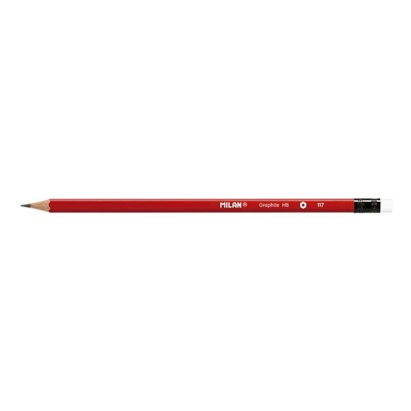 Milan Matite di grafite HB - con gomma - Esagonali - Colore rosso