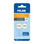 Milan Confezione da 2 gomme di ricambio per temperamatite Extension - Colore bianco