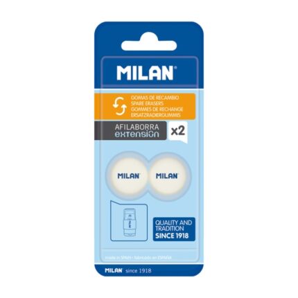 Milan Confezione da 2 gomme di ricambio per temperamatite Extension - Colore bianco