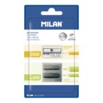Milan Confezione da 2 temperamatite in alluminio senza serbatoio - 1 standard - 1 doppio per matite normali e maxi - Colore argento