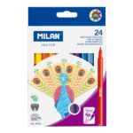 Milan Confezione da 24 pennarelli - Inchiostro a base d'acqua - Punta fine 2 mm - 154 mm - Colori assortiti