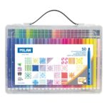 Milan Confezione da 50 pennarelli - Valigetta da trasporto - Punta conica da 5 mm - Colori assortiti