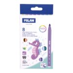 Milan Confezione da 8 pennarelli - Inchiostro a base d'acqua - Punta conica da 5 mm - Colori pastello assortiti