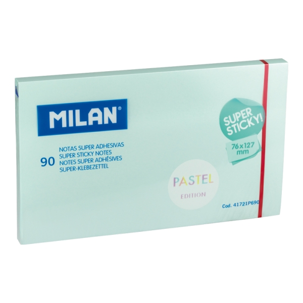 Milan Confezione da 90 foglietti super adesivi - 76x127 mm - Colore: blu pastello Milan Confezione da 90 foglietti super adesivi - 76x127 mm - Colore: blu pastello