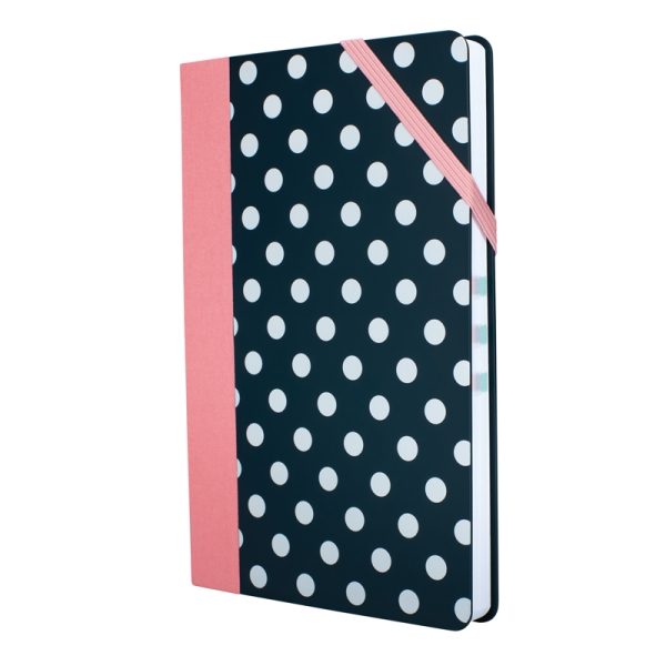 Milan Paperbook Dots Taccuino medio - A quadretti - 208 fogli da 80 g - Chiusura elastica - Colore nero