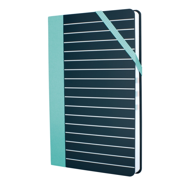 Milan Paperbook Stripes Taccuino medio - A quadretti - 208 fogli da 80 g - Chiusura elastica - Colore nero