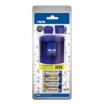 Milan Power-Sharp Acid Temperamatite elettrico - Batterie incluse - Serbatoio integrato - Lama di sicurezza in acciaio al carbonio - Colore blu