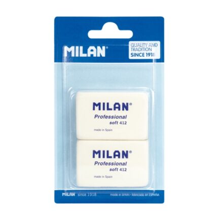 Milan Professional Soft 412 Confezione da 2 gomme da cancellare - a forma di briciola di pane - gomma sintetica - colore bianco