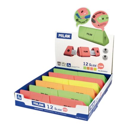Milan Slide Fluo Espositore con 12 temperamatite - Colori assortiti