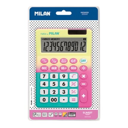 Calcolatrice Milan Sunset - 12 cifre - Blister - Colore rosa