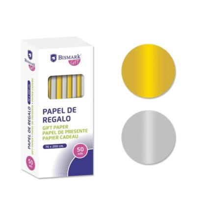 Bismark Oro/Argento Rotolo di carta da regalo - Misure 70 cm x 200 cm - 2 colori