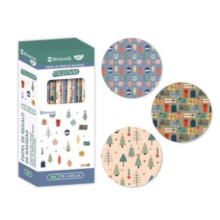 Bismark Natale Exclusive Rotolo di carta da regalo - Dimensioni 70 cm x 200 cm - 3 diversi disegni