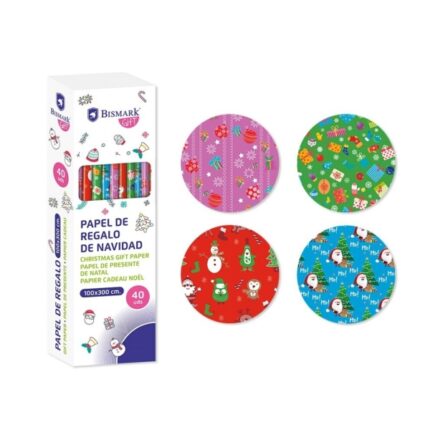 Bismark Natale Gifts Rotolo di carta da regalo - Misure 100 cm x 300 cm - 4 diversi disegni