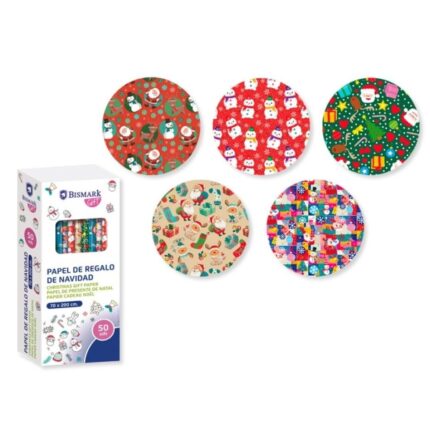 Bismark Natale Colors Rotolo di carta da regalo - Dimensioni 70 cm x 200 cm - 5 disegni diversi