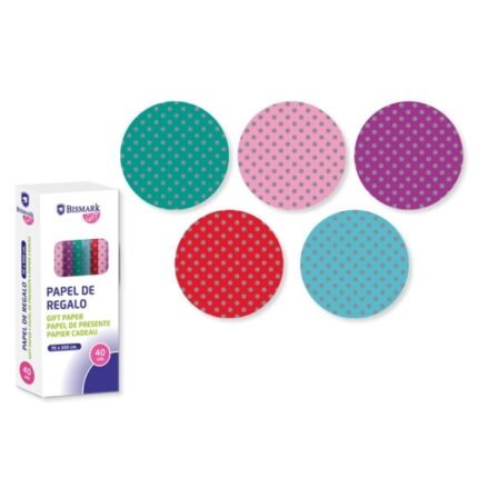 Bismark Dots Rotolo di carta da regalo - Dimensioni 70 cm x 500 cm - 5 disegni diversi