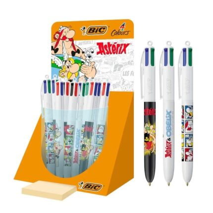 Bic 4 Colours Asterix Espositore con 30 penne a sfera retrattili con disegni del fumetto Asterix - Punta media da 1