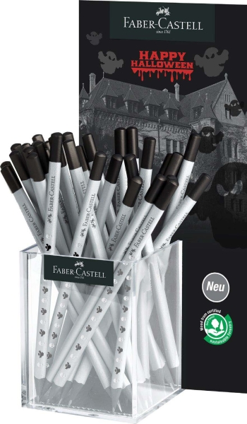 Faber-Castell Espositore con 36 matite di grafite HB Design Halloween - Mina resistente alla rottura - Corpo decorato con teschi e fantasmi
