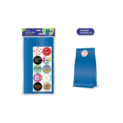 Bismark Confezione da 10 buste in carta kraft da 50 g con 10 adesivi per la chiusura - Dimensioni 19x36x6 cm - Ideale per regali - Colore blu