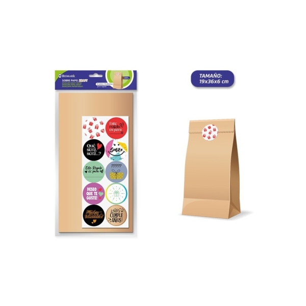 Bismark Confezione da 10 buste in carta kraft da 50 g con 10 adesivi per la chiusura - Dimensioni 19 x 36 x 6 cm - Ideale per regali - Colore marrone kraft Bismark Confezione da 10 buste in carta kraft da 50 g con 10 adesivi per la chiusura - Dimensioni 19 x 36 x 6 cm - Ideale per regali - Colore marrone kraft