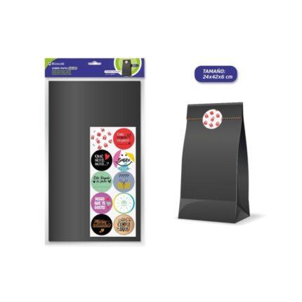 Bismark Confezione da 10 buste in carta kraft da 50 g con 10 adesivi per la chiusura - Dimensioni 24x42x6 cm - Ideale per regali - Colore nero