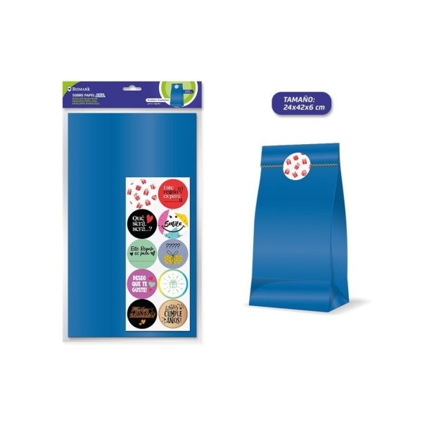 Bismark Confezione da 10 buste in carta kraft da 50 g con 10 adesivi per la chiusura - Dimensioni 24x42x6 cm - Ideale per regali - Colore blu Bismark Confezione da 10 buste in carta kraft da 50 g con 10 adesivi per la chiusura - Dimensioni 24x42x6 cm - Ideale per regali - Colore blu