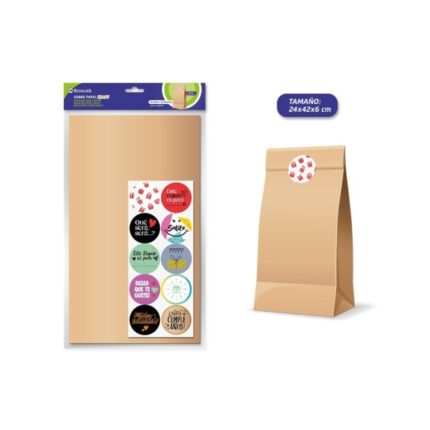 Bismark Confezione da 10 buste in carta Kraft da 50 g con 10 adesivi per la chiusura - Dimensioni 24x42x6 cm - Ideale per regali - Colore marrone Kraft