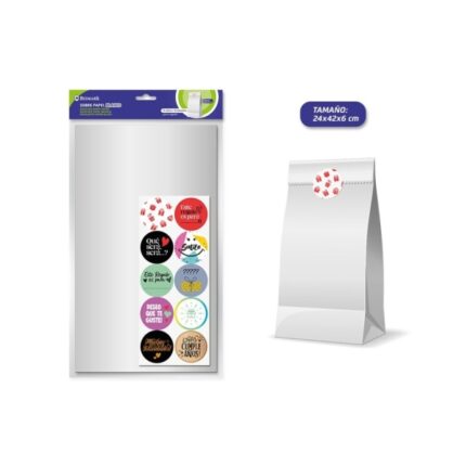 Bismark Confezione da 10 buste in carta kraft da 50 g con 10 adesivi per la chiusura - Dimensioni 24x42x6 cm - Ideale per regali - Colore bianco