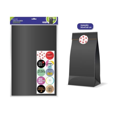 Bismark Confezione da 10 buste in carta kraft da 50 g con 10 adesivi per la chiusura - Dimensioni 30x47x8 cm - Ideale per regali - Colore nero
