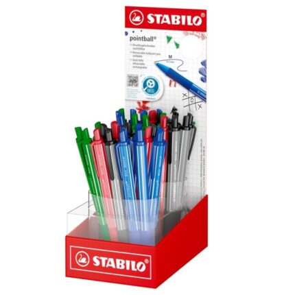 Stabilo Pointball Colorful Espositore con 38 penne a sfera retrattili - Tratto 0