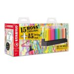 Stabilo Set da tavolo con 15 pennarelli Stabilo Boss e 15 pennarelli Swing Cool - Inchiostro a base d'acqua - Colori assortiti