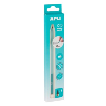 Apli Infinite Pencil Nordik Confezione di matita Infinito HB + Minuta di ricambio + Cappuccio protettivo - Per scrivere fino a 16 km - Colore blu