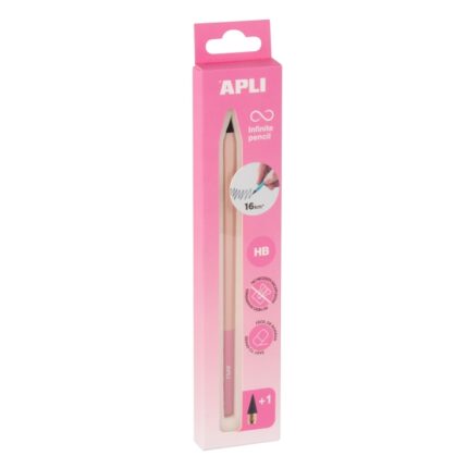 Apli Infinite Pencil Nordik Pack con matita Infinito HB + mina di ricambio + cappuccio protettivo - Per scrivere fino a 16 km - Colore rosa