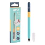 Espositore Apli Mini Infinite Pencil con 20 confezioni di mini matite infinite HB + mina di ricambio + cappuccio protettivo - Per scrivere fino a 16 km - Colori assortiti tricolori - immagine 2