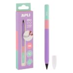 Espositore Apli Mini Infinite Pencil con 20 confezioni di mini matite infinite HB + mina di ricambio + cappuccio protettivo - Per scrivere fino a 16 km - Colori assortiti tricolori - immagine 4