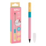 Espositore Apli Mini Infinite Pencil con 20 confezioni di mini matite infinite HB + mina di ricambio + cappuccio protettivo - Per scrivere fino a 16 km - Colori assortiti tricolori - immagine 5