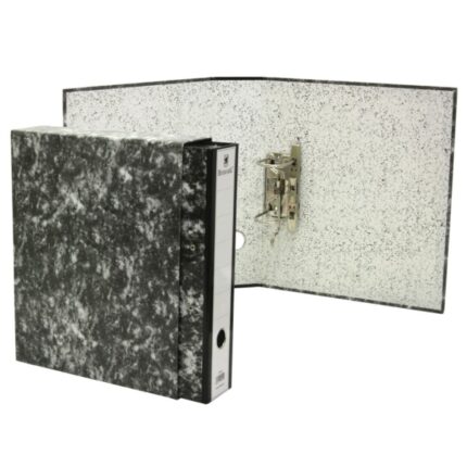Bismark Raccoglitore A-Z Folio marmorizzato con custodia - Dorso 75 mm - Cartone rivestito - Portacartellini sul dorso - Meccanismo a leva - Colore nero marmorizzato