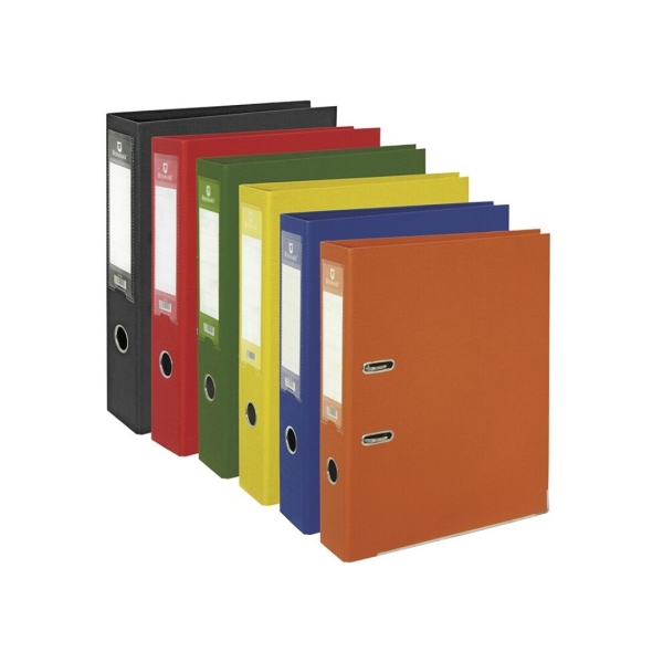 Bismark Confezione da 25 raccoglitori A-Z formato A4 - PVC altamente resistente - Portacartellino sul dorso - Rinforzi metallici sul bordo inferiore - Meccanismo a leva - Colori assortiti