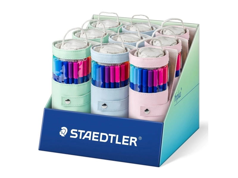 Staedtler Triplus Color 323 Espositore con 9 confezioni arrotolabili da 20 pennarelli - Tratto di circa 1 mm - Inchiostro a base d'acqua - 97% di plastica riciclata - Colori assortiti Staedtler Triplus Color 323 Espositore con 9 confezioni arrotolabili da 20 pennarelli - Tratto di circa 1 mm - Inchiostro a base d'acqua - 97% di plastica riciclata - Colori assortiti