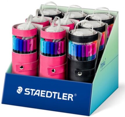 Staedtler Triplus Fineliner 334 Espositore con 9 confezioni arrotolabili da 20 pennarelli a punta fine - Tratto di circa 0