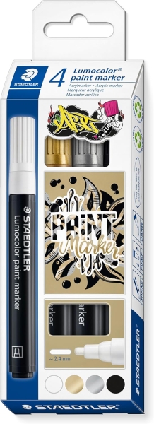 Staedtler Lumocolor 349 Confezione da 4 pennarelli acrilici permanenti - Tratto 2