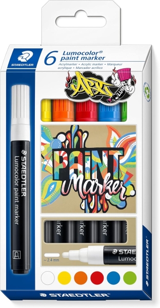 Staedtler Lumocolor 349 Confezione da 6 pennarelli acrilici permanenti - Tratto 2