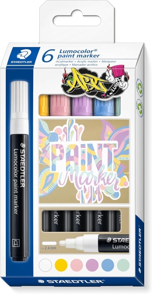Staedtler Lumocolor 349 Confezione da 6 pennarelli acrilici permanenti - Tratto 2